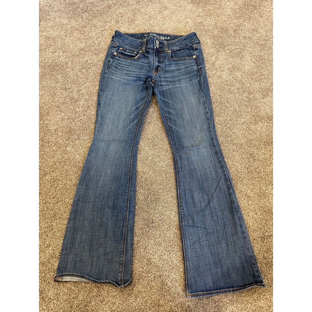 American Eagle Artist Flare Jeans Medium Wash Stretch Y2K Low Rise Size 6 Reg